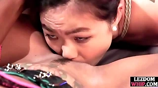 Sombre lezdom demands oralsex from asian sub